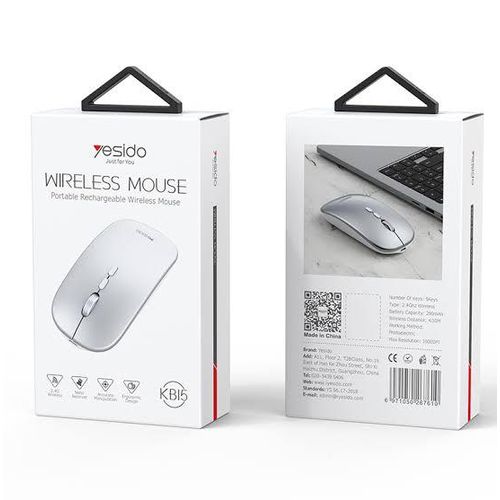 Yesido KB15 Slim 2.4G Rechargeable Wireless Mouse Silver