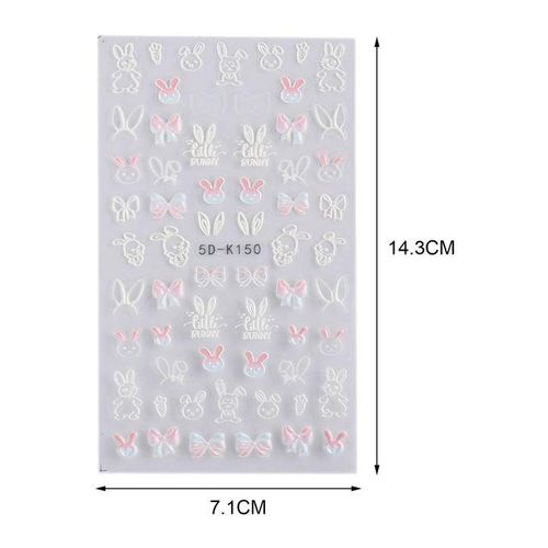 Cute 5D Embossed Nail Stickers Flower Leaf Rabbit Nail Sliders 5D