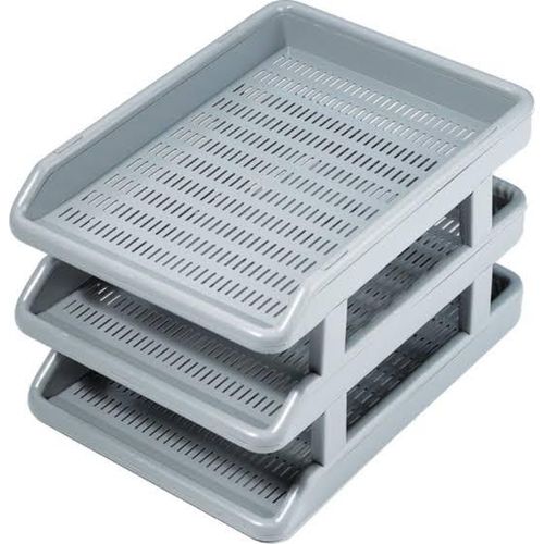 Deluxe File / Document Tray 1739/S, Set of 3, Plastic-Grey