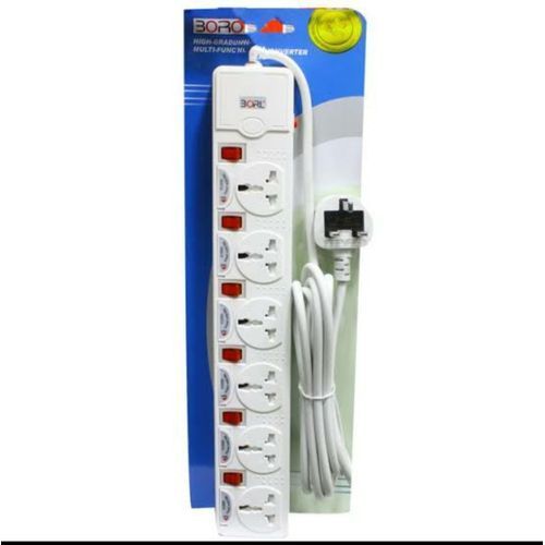 Borl Heavy Duty Premium Extension Socket  6Ways -White