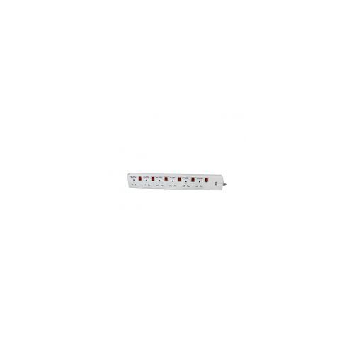Borl Heavy Duty Premium Extension Socket  6Ways -White