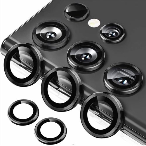 Samsung Galaxy S24 Ultra Camera Lens Protector, 9H Tempered Glass Camera Protector Individual Metal Ring Lens Cover-Black