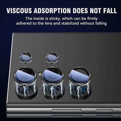 Samsung Galaxy S24 Ultra Camera Lens Protector, 9H Tempered Glass Camera Protector Individual Metal Ring Lens Cover-Black
