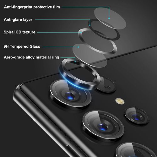 Samsung Galaxy S24 Ultra Camera Lens Protector, 9H Tempered Glass Camera Protector Individual Metal Ring Lens Cover-Black