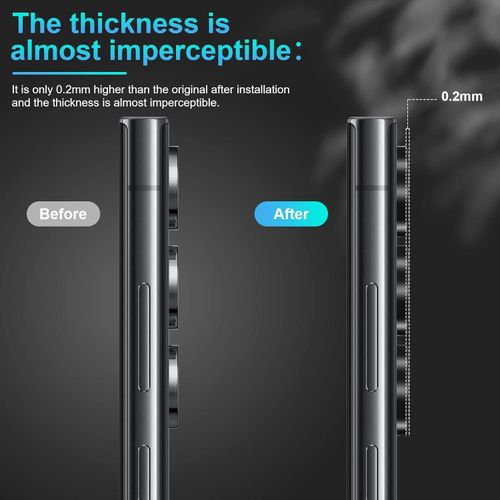 Samsung Galaxy S24 Ultra Camera Lens Protector, 9H Tempered Glass Camera Protector Individual Metal Ring Lens Cover-Black