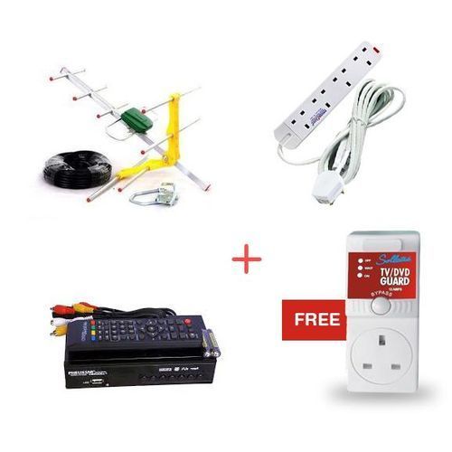 Phelistar Package Of Free To Air Decoder+ Antenna + Way Extension Cable+Free TV Guard-Black