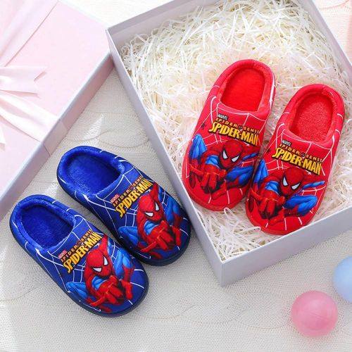 Children Cotton Slippers Spider-Man Style Fluffy Slides Plush House Shoes for Housewarmings Christmas NO5245