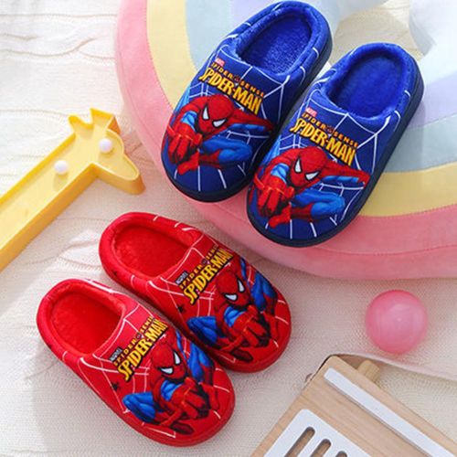 Children Cotton Slippers Spider-Man Style Fluffy Slides Plush House Shoes for Housewarmings Christmas NO5245