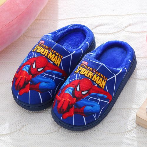 Children Cotton Slippers Spider-Man Style Fluffy Slides Plush House Shoes for Housewarmings Christmas NO5245