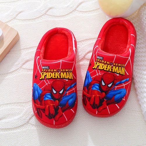Children Cotton Slippers Spider-Man Style Fluffy Slides Plush House Shoes for Housewarmings Christmas NO5245