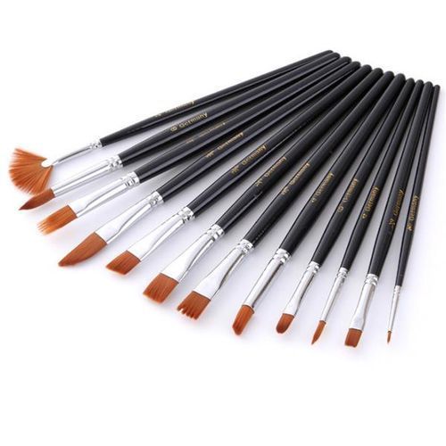 Bomega 12 Pcs Short Rod Coer Tube Nylon Writ Brush Sulies