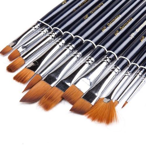 Bomega 12 Pcs Short Rod Coer Tube Nylon Writ Brush Sulies