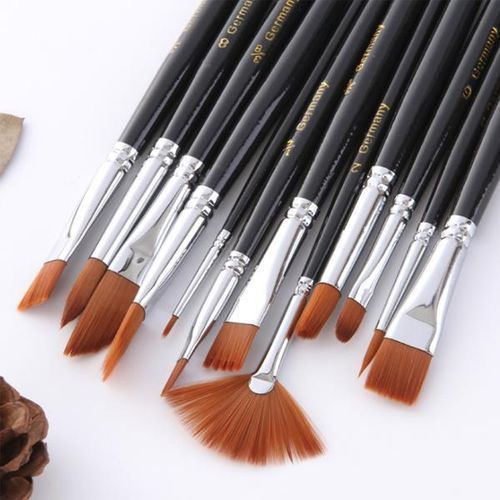 Bomega 12 Pcs Short Rod Coer Tube Nylon Writ Brush Sulies