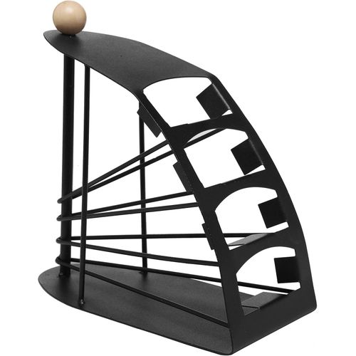 Black Metal Fan Design 4 Slot TV Remote Control Storage Organizer Caddy