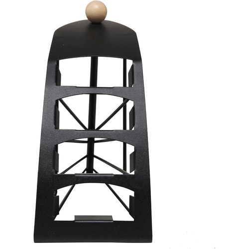Black Metal Fan Design 4 Slot TV Remote Control Storage Organizer Caddy