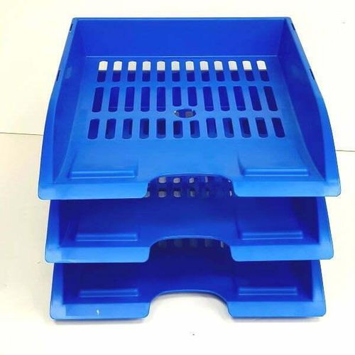 3 Tier Plastic Papers Documents Filing Tray For Organizing Office Desk-Blue