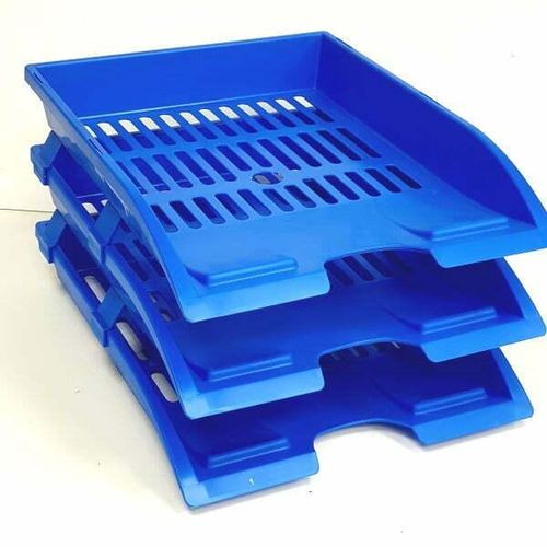 3 Tier Plastic Papers Documents Filing Tray For Organizing Office Desk-Blue