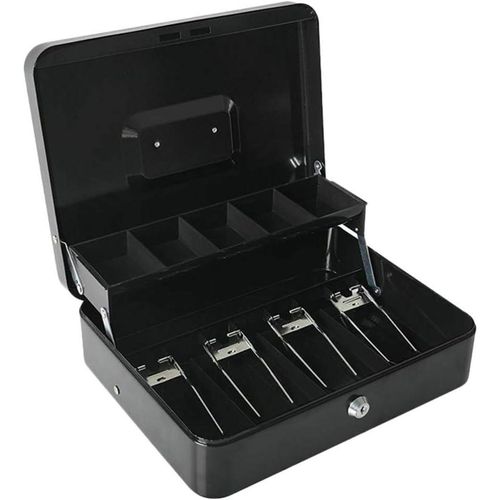 1pc Portable Shop Money Cash Register Box Container Tray Cashier With Key Lock- Multicolor