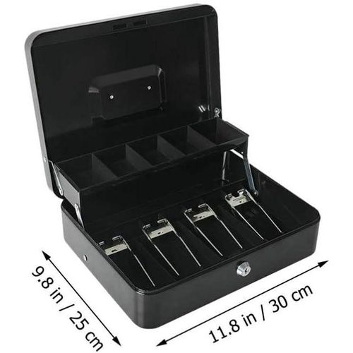1pc Portable Shop Money Cash Register Box Container Tray Cashier With Key Lock- Multicolor