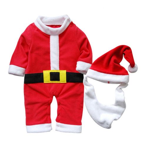 Santajumpsuitsforkid Newborn Tollder Winter Warm Outfit Santa Claus Baby Rompers Long Sleeve Christmas Costume 3pcs kids Bodysuit,80 NO5115