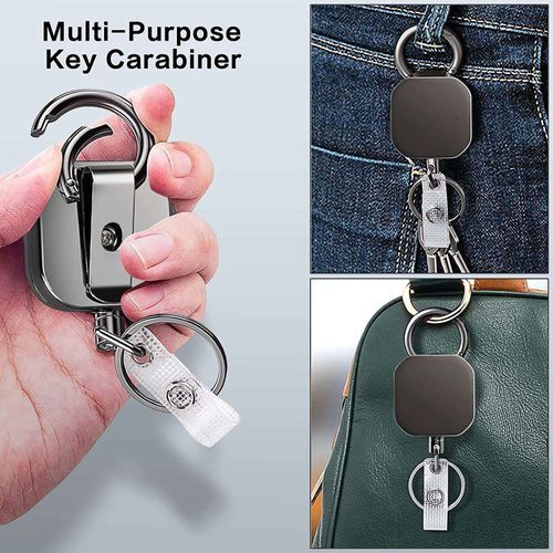 Square Retractable Badge Holders Reel With Plastic ID Card