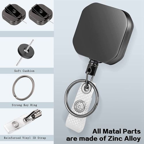 Square Retractable Badge Holders Reel With Plastic ID Card