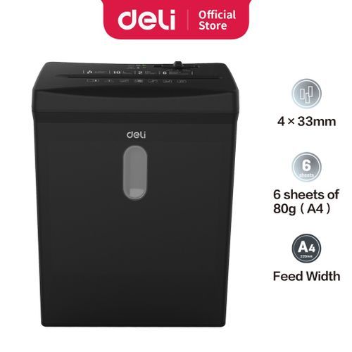 Deli Paper Shredder 6 Sheets - Black