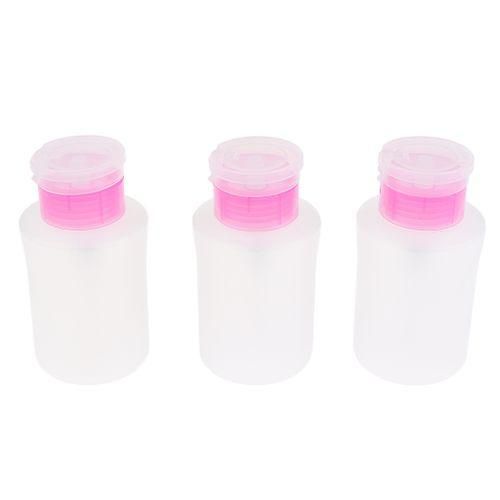 3 Pcs 180 Ml Pump Empty Bottles For Nail Removal, Pink
