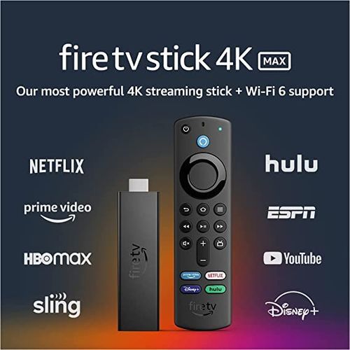 Amazon Fire TV Stick 4K Max streaming device, Wi-Fi 6, Alexa Voice Remote (includes TV controls) - Black