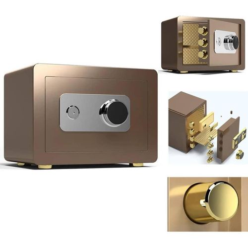 Steel Safety Safe Box Mechanical Safe Household Small Safe Anti-Theft Mini All-Steel Stealth in-Wall Password With Keys for Home Bank Office Security Deposit And Money Cash Valuables -Multicolor