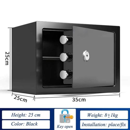Steel Safety Safe Box Mechanical Safe Household Small Safe Anti-Theft Mini All-Steel Stealth in-Wall Password With Keys for Home Bank Office Security Deposit And Money Cash Valuables -Multicolor