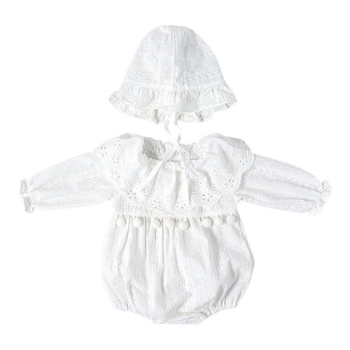 Newborn Baby Girl Clothes Lace Hat + Embroidery Lace Romper Suit Baby Clothes New,90cm NO5114