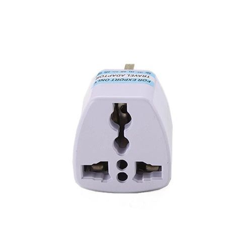 3 Pin Universal Travel Adaptor Plug - White