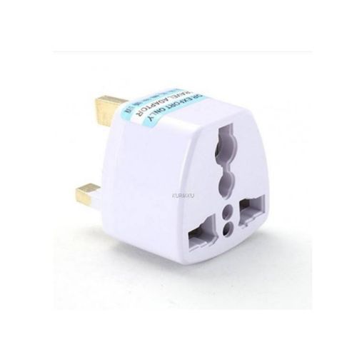 3 Pin Universal Travel Adaptor Plug - White