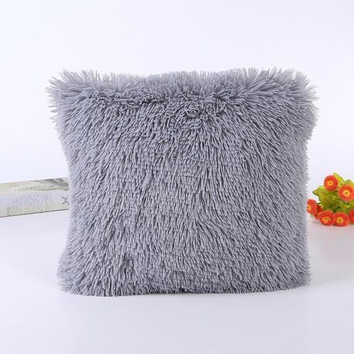 Candy Color Plush Sofa Waist Pillow Cushion -Black