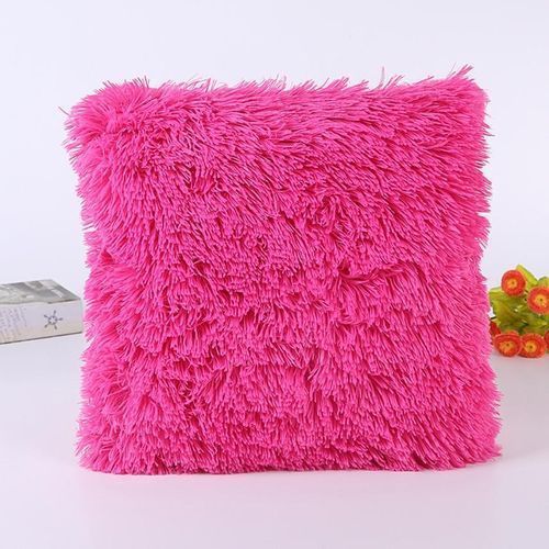 Candy Color Plush Sofa Waist Pillow Cushion -Black