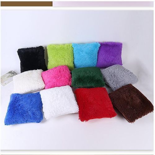 Candy Color Plush Sofa Waist Pillow Cushion -Black