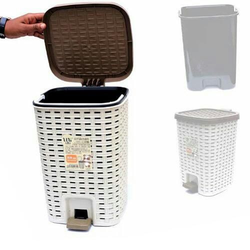 10L Dust Bin Lockable Pressing Type & Step Foot Pedal Trash Can Bucket Square Waste Bins with Lid Lock
