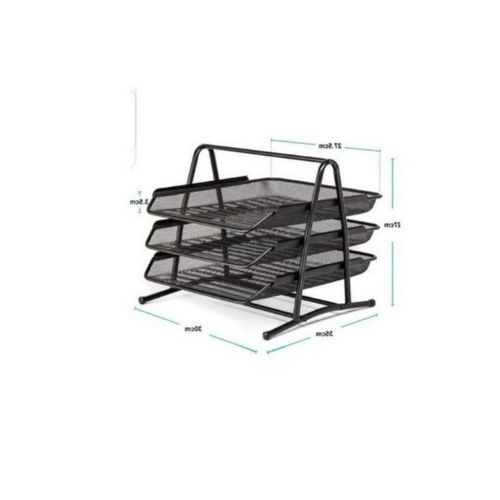 Genuine Document Tray 3 Tier + 2 Free Blue Pens + 1 Free Black Maker - Black