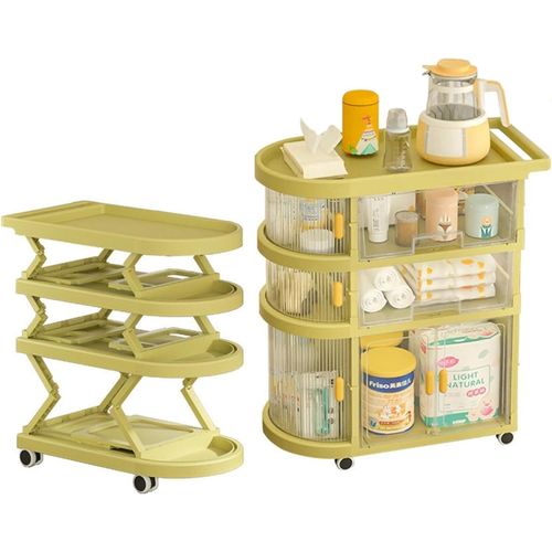 3-tier Kitchen Trolley Rack with Wheels Multipurpose Baby Cart Organizer Racks for Kitchen, Bathroom  Freestanding Clothes Storage Bag With Doors Cabinet  Movable Trolley  Drawer Organiser Basket For Baby Things, Clothes, Blankets, Books, Toys- Multicolor
