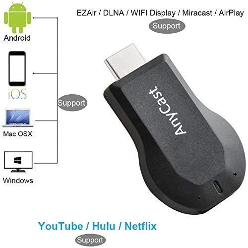 Anycast Wireless WiFi Display Receiver M9 Plus , 1080P Upgraded New Edition M9 Plus Support chromecast Screen Mirror Dongle Digital AV to HDMI Easy Sharing Mini TV Stick HD 1080P for Android IOS- Black