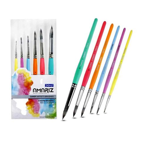 Doms AMARIZ, Candy Artists Brushes (Round) Set of 6 Brushes, Pack of 1