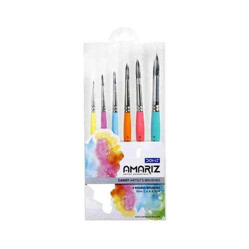Doms AMARIZ, Candy Artists Brushes (Round) Set of 6 Brushes, Pack of 1