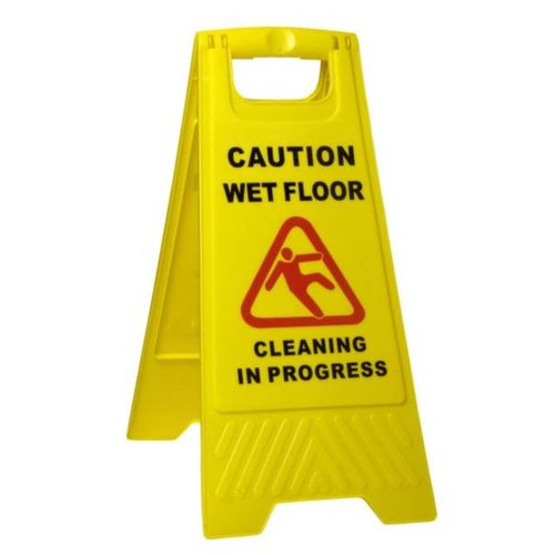Non-Slip A-Frame Caution Sign Board Wet Floor And Work in Progress - Yellow
