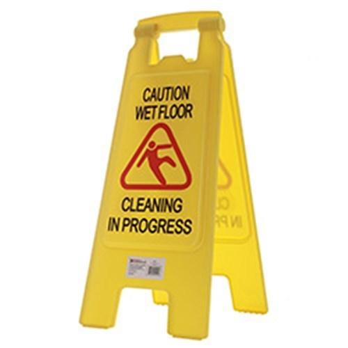 Non-Slip A-Frame Caution Sign Board Wet Floor And Work in Progress - Yellow