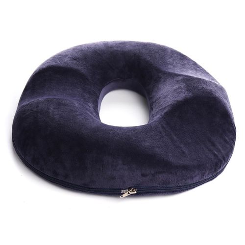 Donut Seat Cushion Pillow Memory Treatment Orthopedic Tailbone Comfortable Crystal velvet Navy
