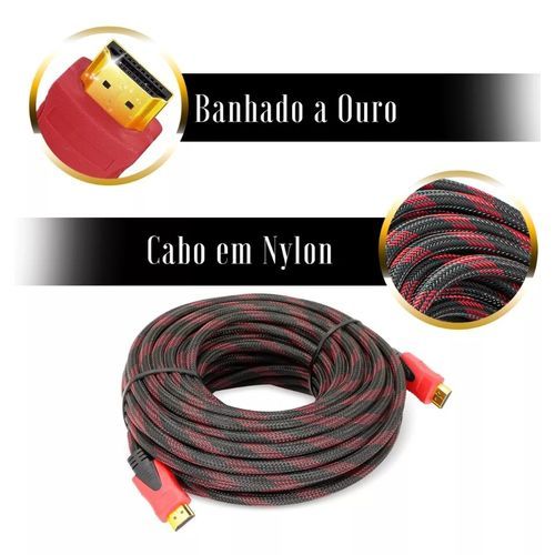 HDMI Cable - HD - High Speed ​​/ Ethernet - V1.4 4K 3D - 20M - Red / Black