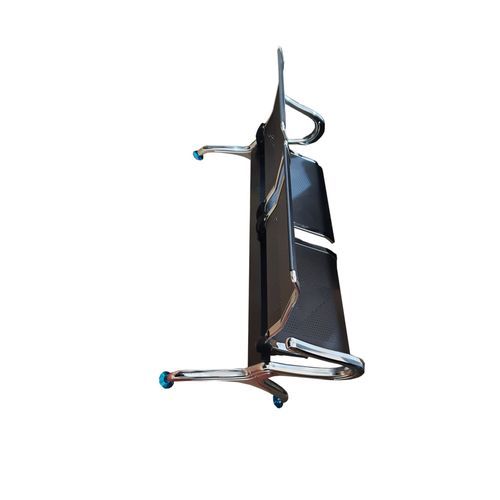 Aluminum Office Waiting Chair, 2 Seaters, Black
