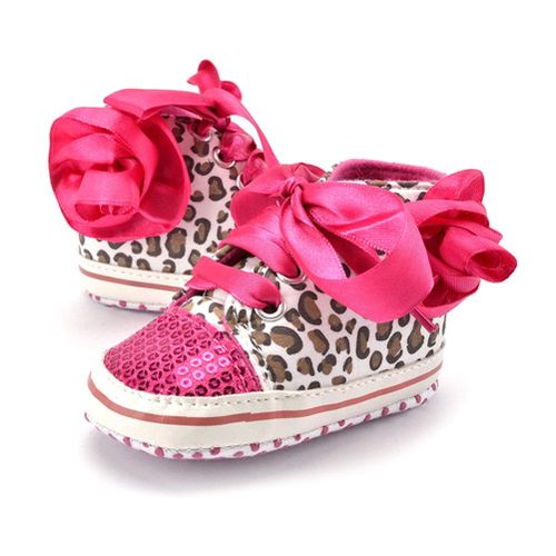 New 0-12M Baby Prewalker Newborn Girl Leopard Printed Sequin Sneaker Toddler Kids Non-Slip Lace Up Walking Shoes,11cm NO5116