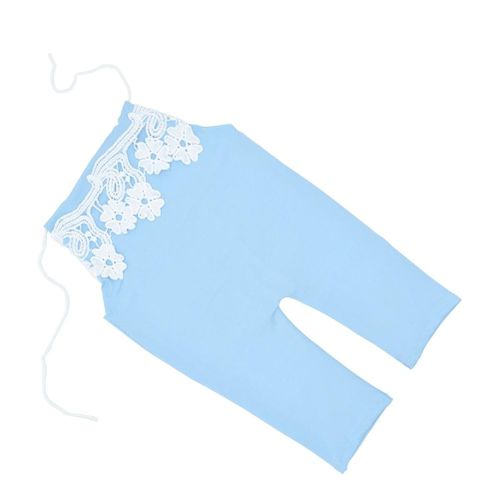 New Baby Jumpsuit Newborn Infant Photography Props Sleeveless Halter Lace Patchwork Bodysuit,Sky Blue NO5116